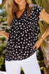 Floral Scalloped V Neck Short Sleeves Top